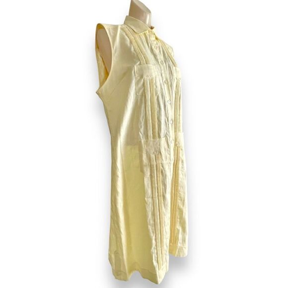 La Habana Miami Linen Cubavera Guayabera Cuban Style Sleeveless Shirt Dress - Picture 5 of 15